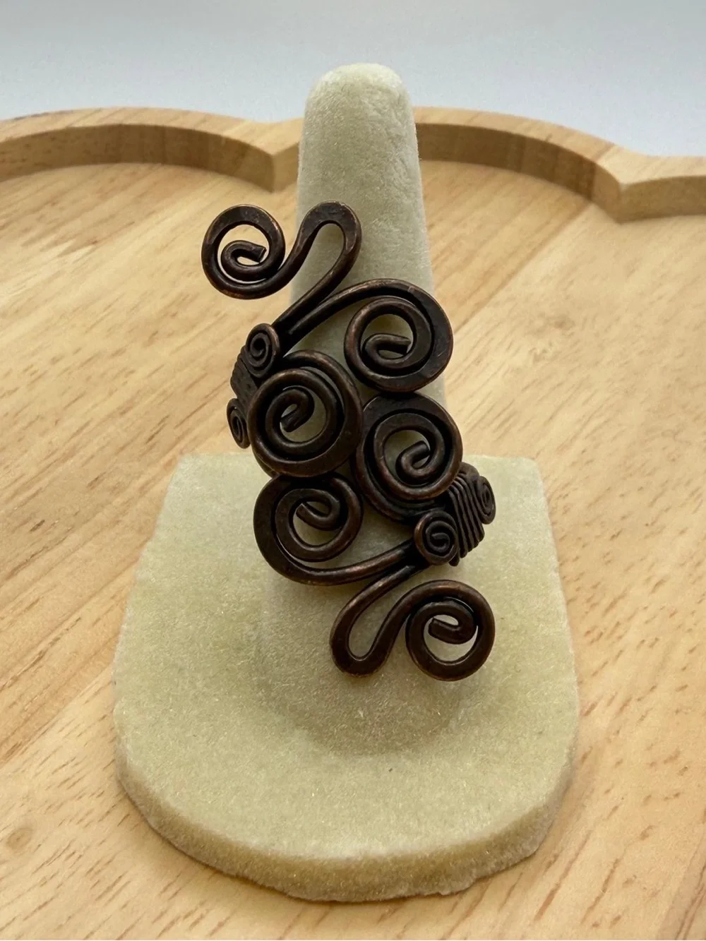 Handcrafted Swirl Statement Ring in Antique Copper Tone